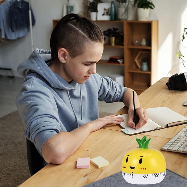 Manuell Mekanisk Timer Söt Ananas Tecknad Timer Matlagningstimer för Kök Hemmakontor Skola Klassrum