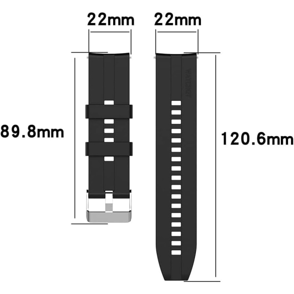 Musta 22mm watch ranneke Huawei Watch 3/3 Pro/GT2 Pro/GT2e/GT2/GT 46mm/Galaxy Watch Black
