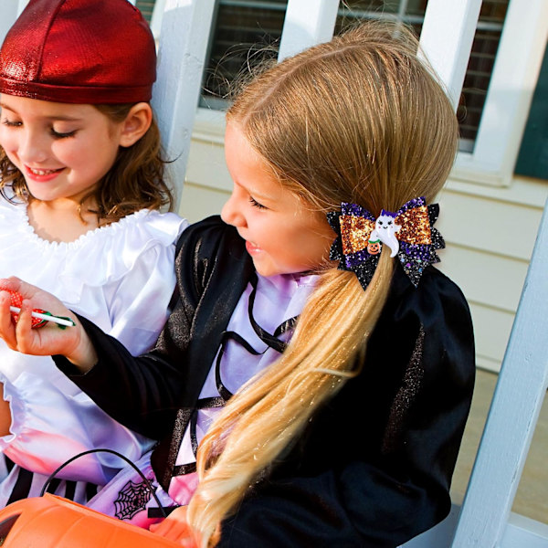 Glitter Halloween -hiusnauhat, Kimaltavat Haamuhiuspihdit Alligator-hiuspihdit Hiuspanta 3,5 tuumaa söpö Halloween-asu Pukeutuminen