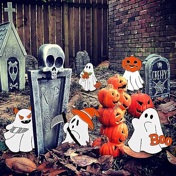 5 st söta spöke emalj pin set - gotiska emoji-märken Halloween broscher för kvinnor/män tecknad boo pu