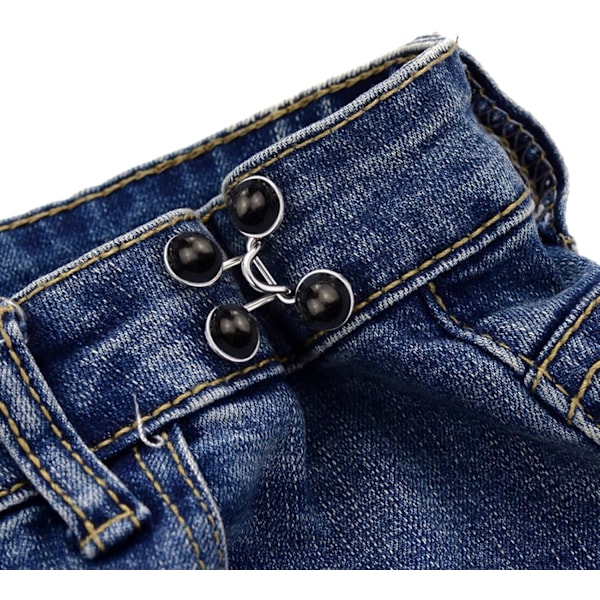 Farkkunappineulat, Säädettävä farkkunappi, Irrotettava farkkunappineula, Ei ompelua tarvita, Täydellinen istuvuus Instant Jean Button (Musta Helmi)