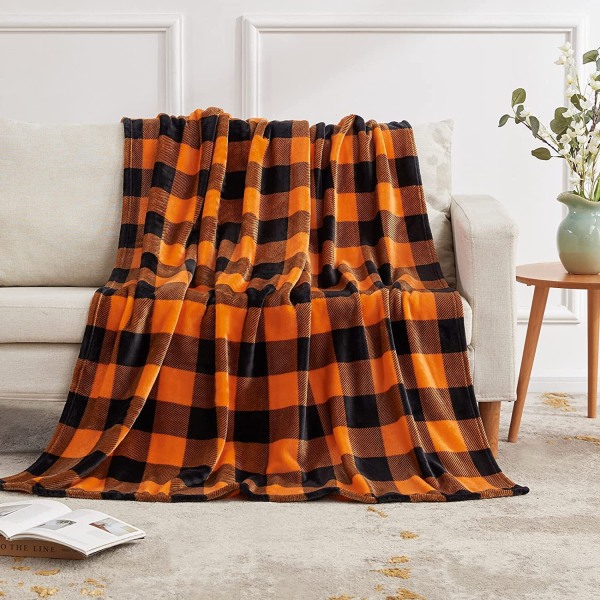 130x150cm Halloween tæppe orange og sort flanel tæppe til sofa soveværelse stol hjem indretning lys
