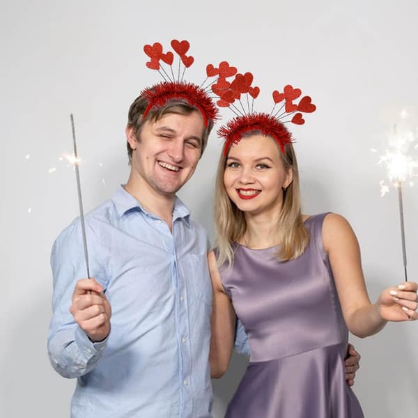 1 Pakk Valentinsdag Hjerte Hodebånd Sekkener Glitrende Hjerte Hårbånd Røde Hjerter Formet Hodebøyle Hodebånd Valentin