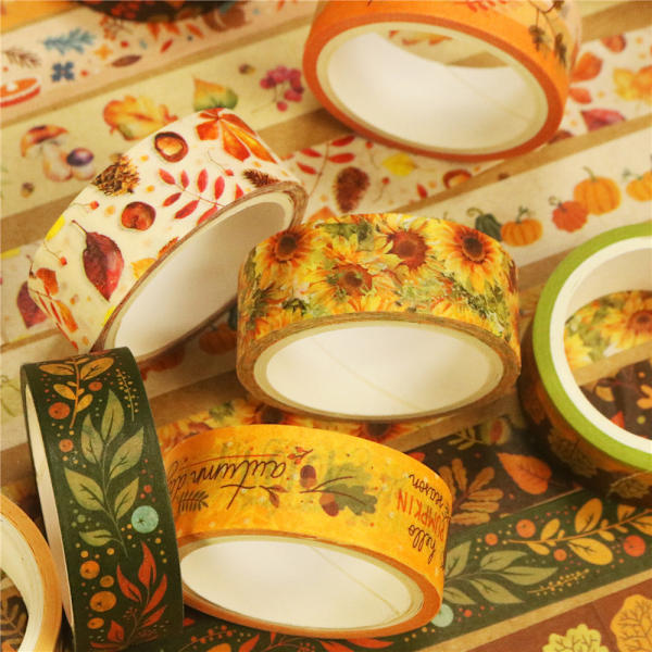 Washi-teippisarja, 10 rullaa vintage-kultaista washi-teippiä, leveä koriste