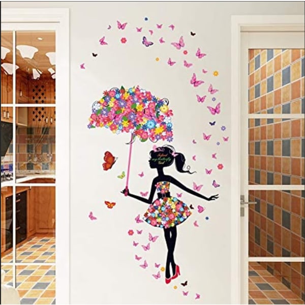 Romantique Dansant Fille Fleur Fée Papillon Amovible Stickers M