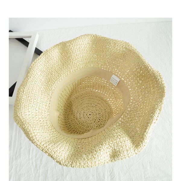 Dam solhatt hopfällbar strandhalmhatt (Beige 56 - 58cm), Large La