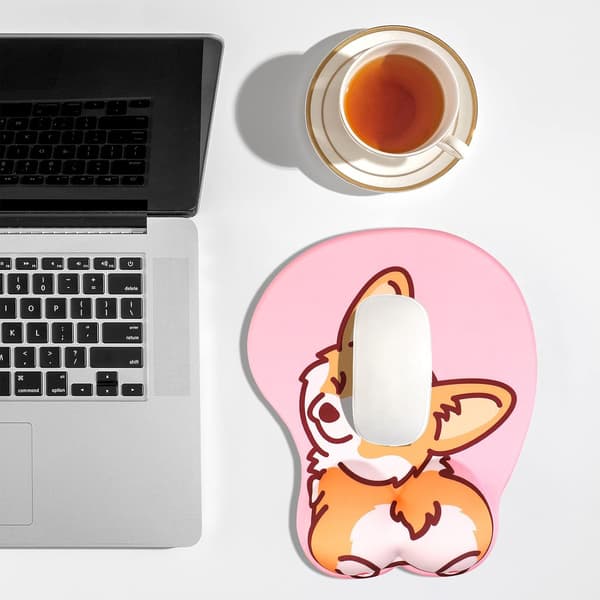3D Musematte med Gelpute - Ergonomisk - med Håndleddsstøtte - Corgi Design
