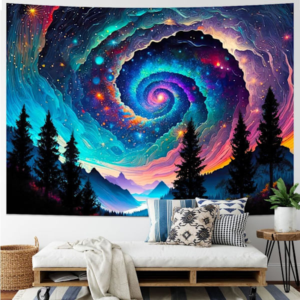 59,10” X 51,20” Galaxy Space Gobeläng Färgglad Stjärnhimmel Gobeläng