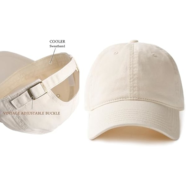 1 kpl Unisex Vintage Pesty Unstructured Baseball-lippis Pesty Puuvilla Pehmeä Hattu Säädettävä Uni Off-White