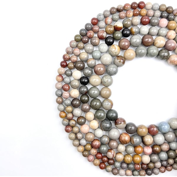 6 Pack naturlige runde løse perler til smykkefremstilling, gør-det-selv-bh