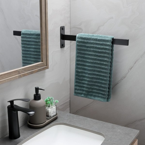 Wall Mounted Towel Rack - Matte Black - Stainless Steel Towel Rack - Single Arm Square - for Bathroo