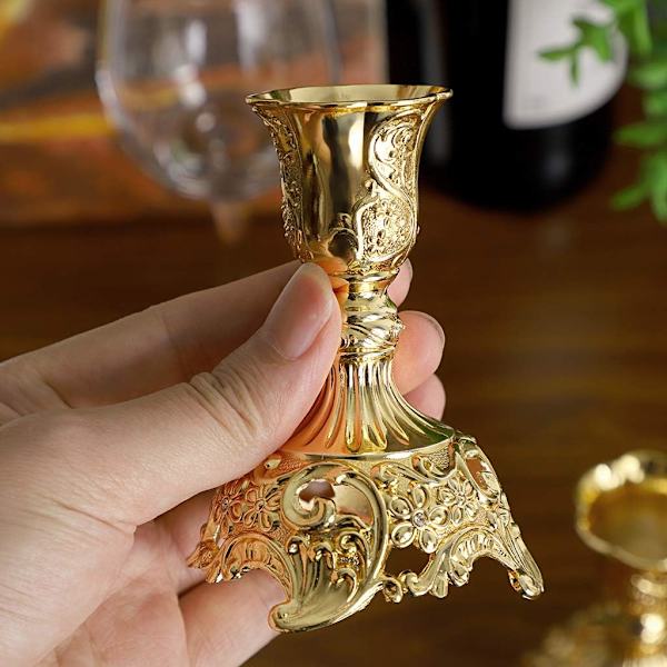 Set med 2 koniska ljusstakar, eleganta ljusstakar i mässing, kandelaberset för bröllop