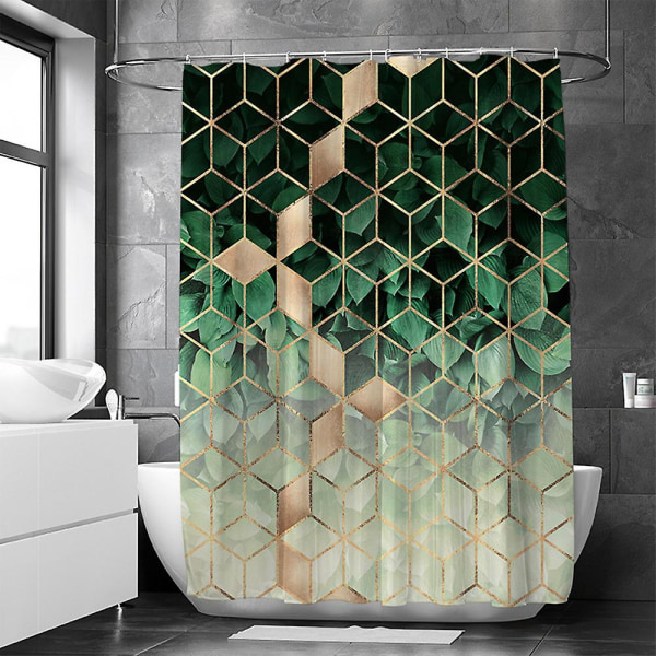 Modernt geometriskt badrum med vattentät duschdraperi (180*180