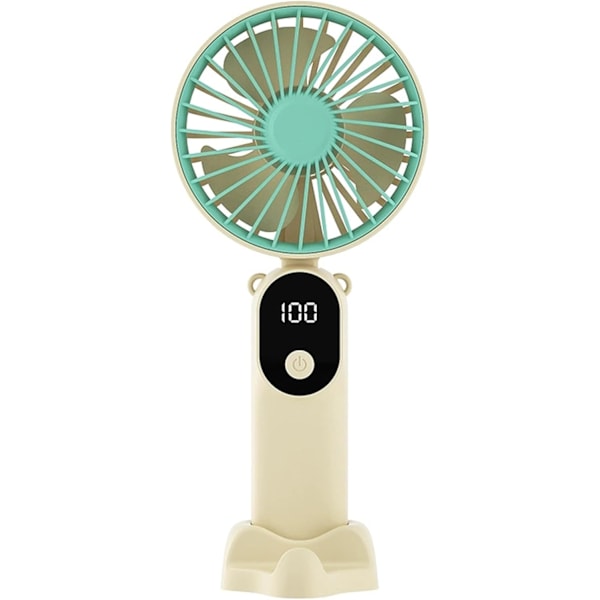 1kpl Beige Mini Kannettava Tuuletin Älykkäällä Digitaalinäytöllä Pieni ja Kannettava ABS-näyttö Mini Taitettava Tuuletin Matkapuhelimelle