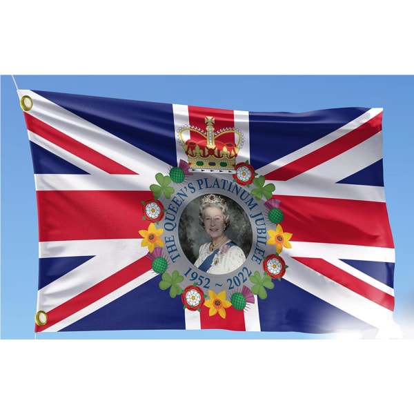 Drottningens platinajubileum Union Jack-flagga 3*5FT, ljusa färger