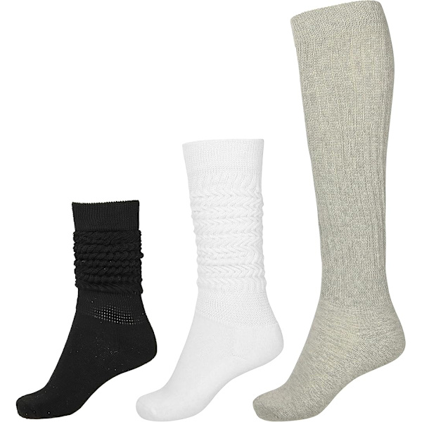 Slouch Strumpor Dam Lårhöga Strumpor Mjuka Scrunch Strumpor 3-pack