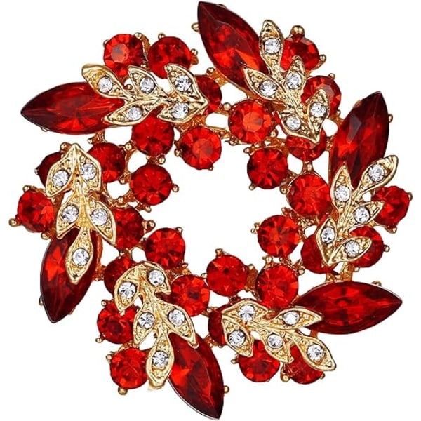 Corsage smykker Rhinestone Crystal Bauhinia Ring Tree Leaf Brosje