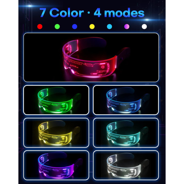 Led Glasses - Valaiseva lasit Cyberpunk Futuristinen Neon Rave DJ Party Glass