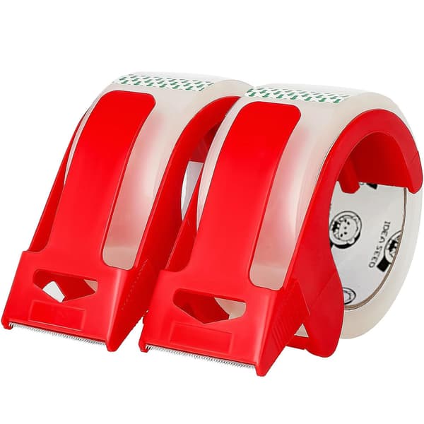 2-pack klar packtejp, packtejp med 2 avrullare, klar packtejp, för kontor och förvaring