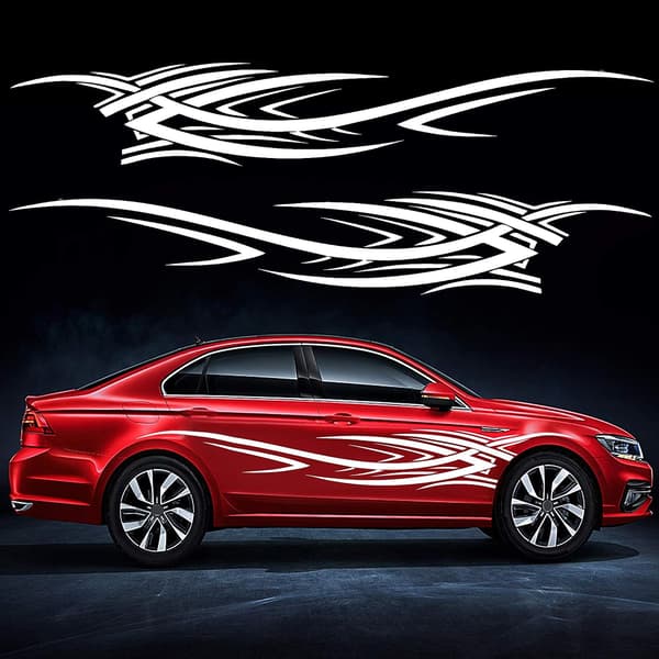 2 st 240cm Flames Graphics Bilsida Dekaler Flame Rac