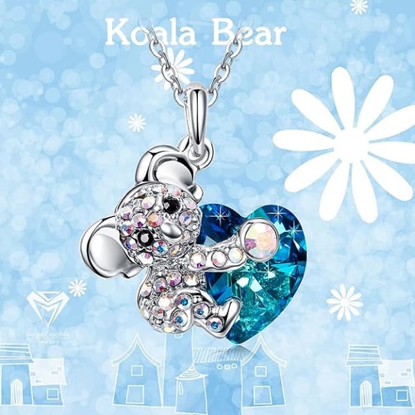 Blå Koala Heart halsband för kvinnor hängsmycken med Cry