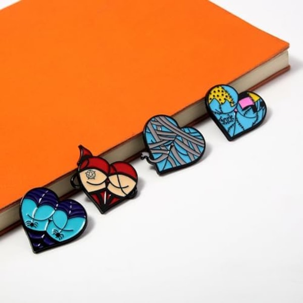 Halloween Emblempinsæt i emalje - Goth Græskar Edderkop Bat Hjerte Lapel Badges til hatte Tasker Rygsække - Horror Cosplay De