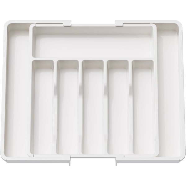 Bestickställ-vit, utbyggbar låda med redskapsbricka, justerbar organizer för kök, kompakt