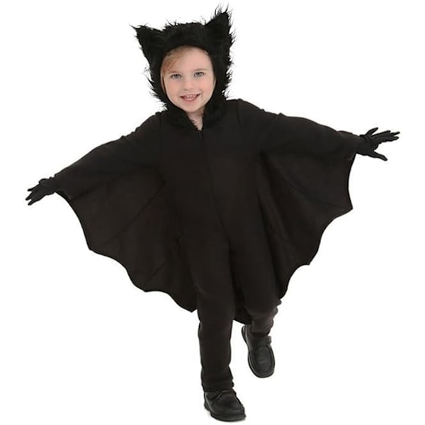 Lasten Halloween-lepakkopuku vetoketjullinen huppupuku ja hanskat taaperon roolileikkeihin L