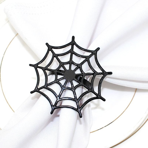 6 stk Halloween edderkoppnett serviettringer metall skummel serviettholder serviettspenne serviettspenne festutstyr for hall