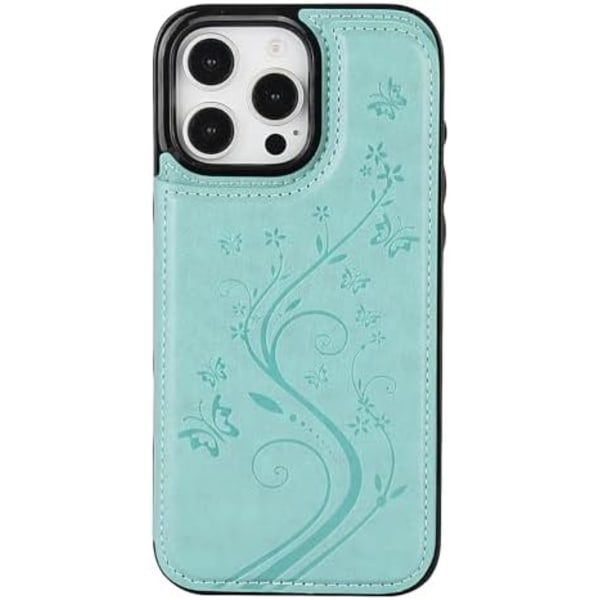 Telefonhus Kompatibel med iPhone 16 Pro Max 6,9 tommer med Hærdet Glas Skærmbeskytter Kort Holder Pengepung Dækning Stativ