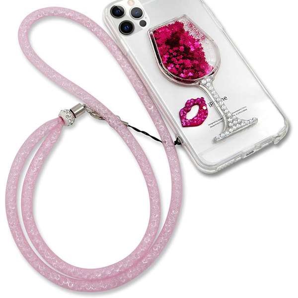 Flytande Glitterfodral för iPhone 16 Pro 6.3\", 3D Vinglas Design Bling Diamant Glittrande Flytande Sekvenser C
