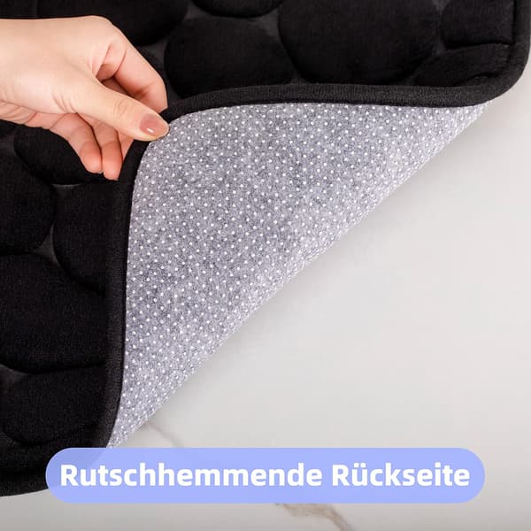 Sort 50×80 cm badeværelsesmåtte i memoryskum, superabsorberende, ultrablød, maskinvaskbar, til badeværelset