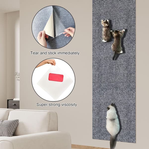 Selvklebende klorematte for katter, veggmontert klorebrett for sofa, ripebeskyttelse, kan kuttes til størrelse - grå, 30x100 cm