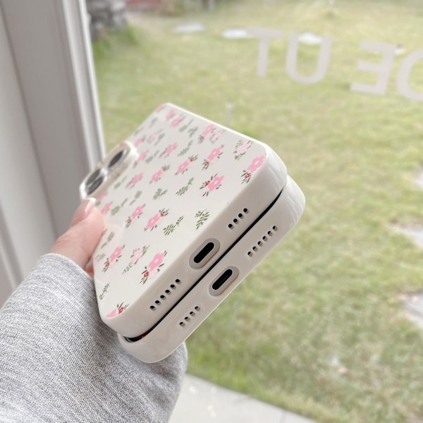Skal till iPhone 16 Pro Max, Sött Rosa Blommönster Estetiskt Telefonskal, Upphöjt Kameraskydd Mjukt Slim TPU Stöttåligt Skyddande Telefonskal