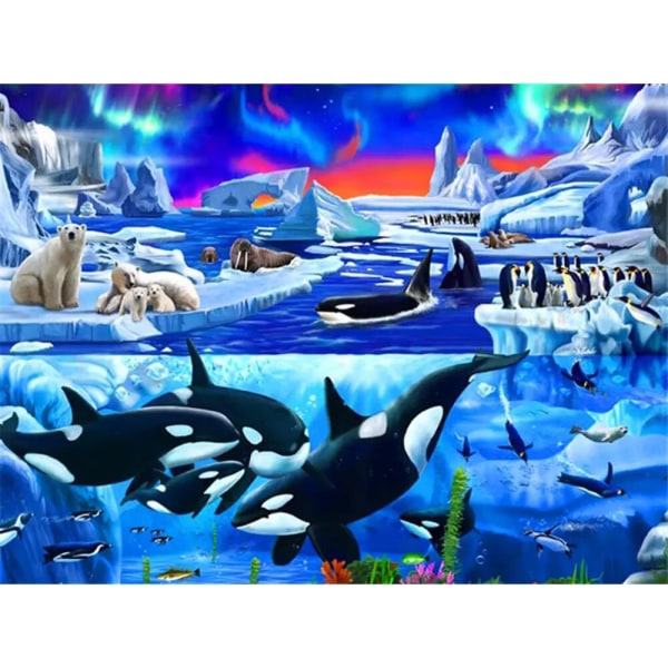 30 × 40 Baleine et dauphin timanttipeinture (30 * 40, 1 kpl)