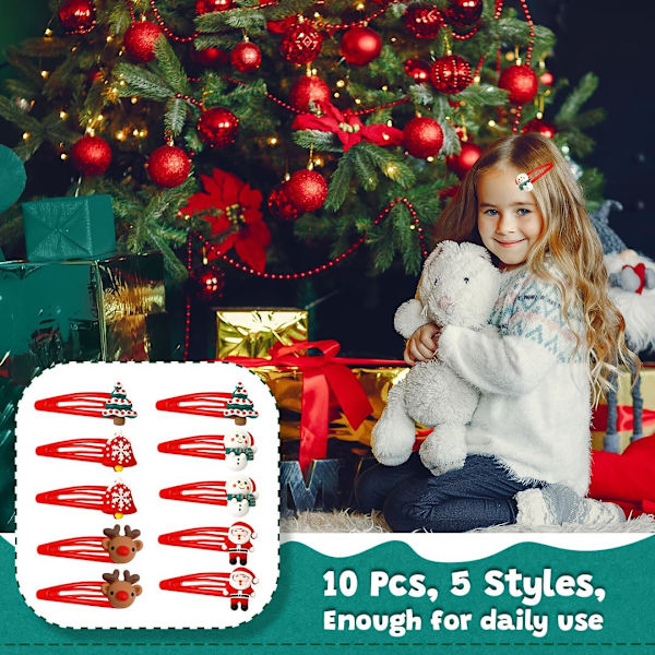 Julklipp, 10 stycken hårtillbehör Barrettes Jul