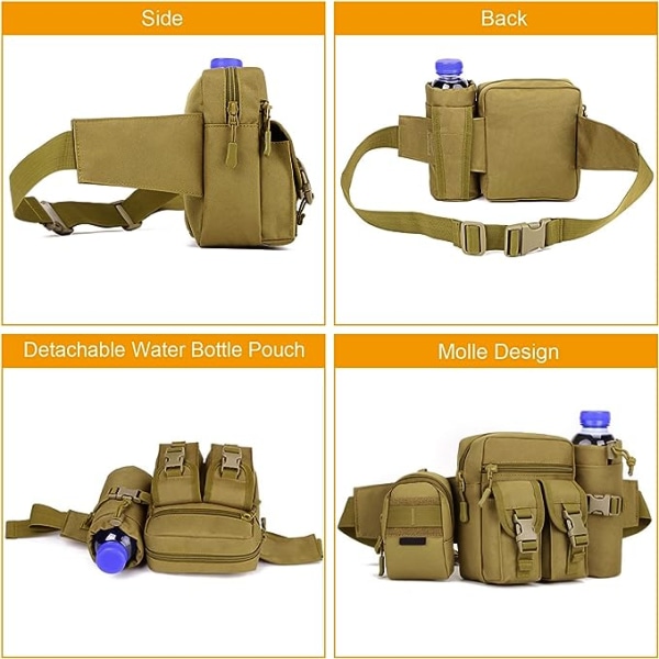 Taktisk talje pack-brun med flaskeholder, militær fanny