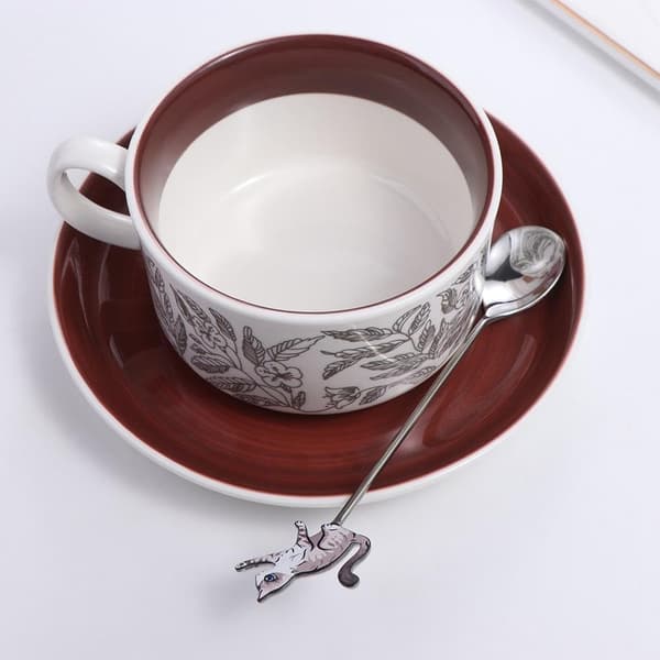 Teske i rustfrit stål med kattehoved til at røre te, kaffe, sukker, dessert (1 stk)