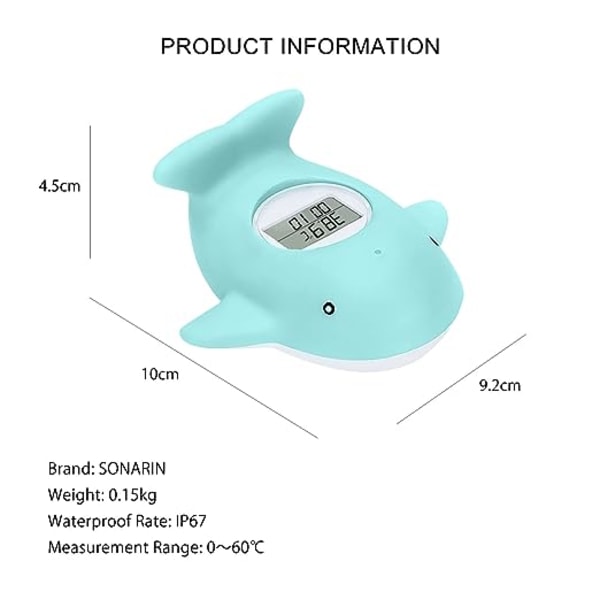 Babybadetermometer, 2 i 1 bade- og romtermometer Digit