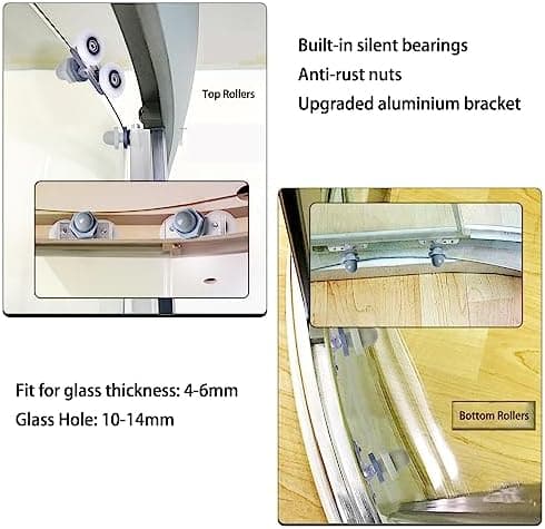25mm Duschdörr Rulle, 4st Glidande Duschdörrrullar, För 10-14mm Glashål, Duschdörrrullar
