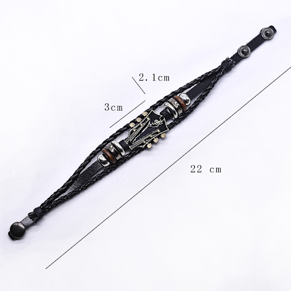 3 Set Retro Gitarr Läderarmband För Män Handgjorda Flätade Zinklegering Rockmusik Multi-Lager Wrap Armband Unika Punkstil Gåvor Smycken