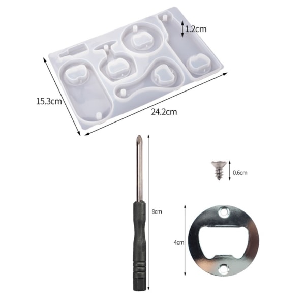 Flaskeåbnerform Silikone Flaskeåbner Kit Resin Flaskeåbnerforme med Skruer 10 Bi