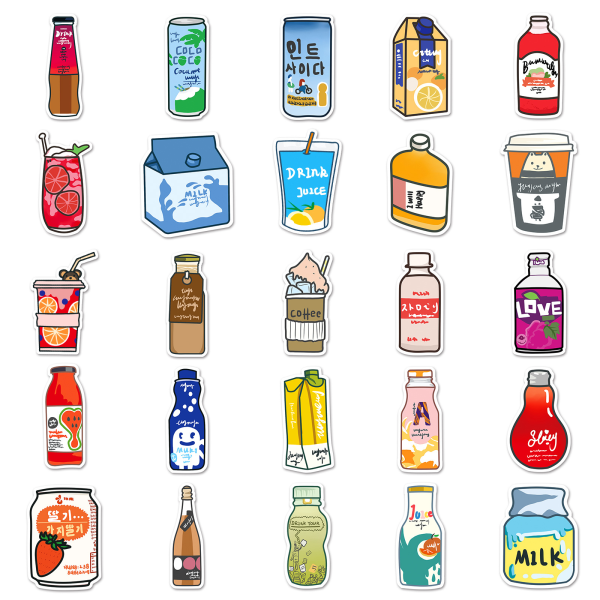 Original tecknade dryckesflaskor, klistermärken för barn, 50-pack blandade vinylklistermärken för bärbar dator, telefon, Wa