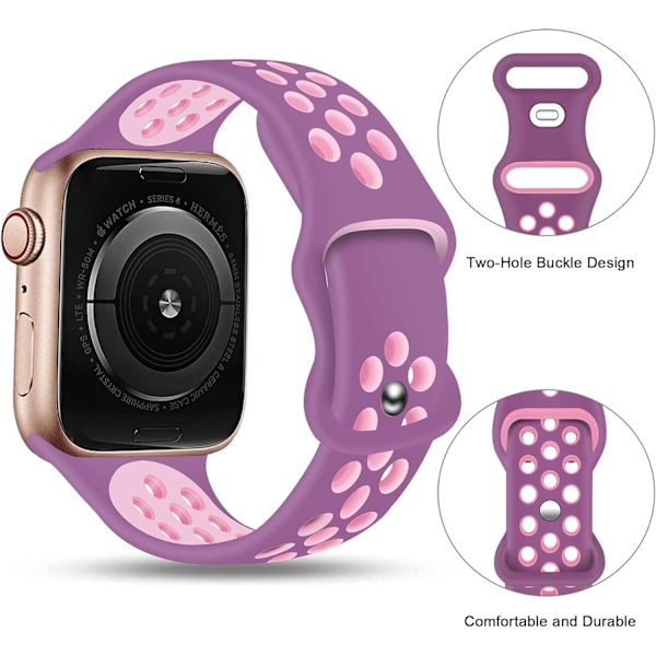 Sportband Kompatibla med Apple Watch Band 38mm 40mm 41mm 42mm 44mm 45mm 49mm, Mjuk Silikon Sport Kvinnor Män Ersättning