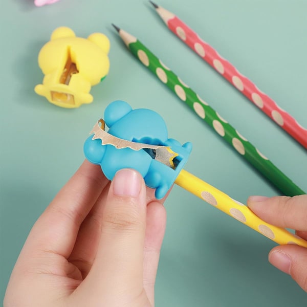 4 stk. Sød Blyantspidser Cartoon Frø Blyantspidser Lille Manuel Blyantspidser Kawaii PVC Blyantspidser Kontorartikler