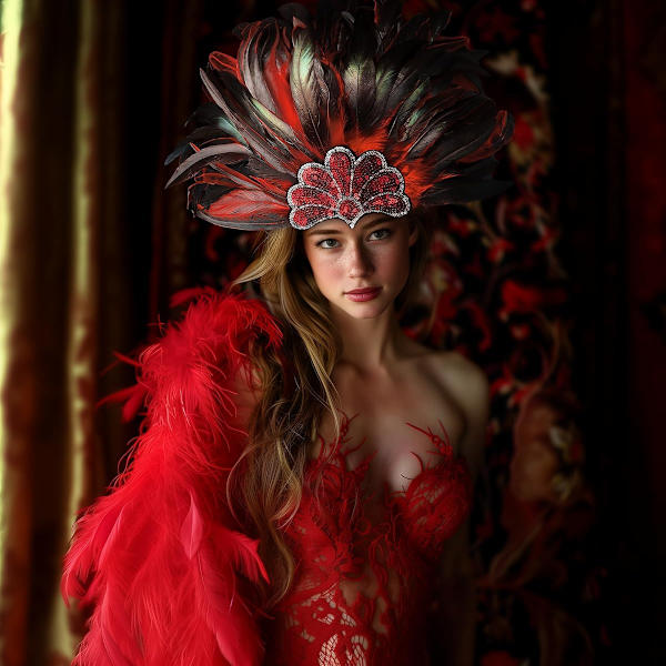 Sort fjer-paillet-hovedbeklædning Karneval Hovedpynt Showgirl Cosplay Tilbehør til Kvinder