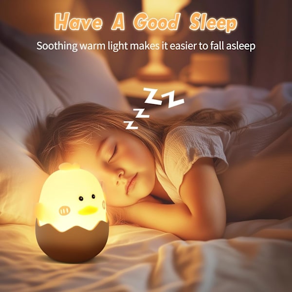 Dæmpbar Natlampe til Børn, Baby Natlampe, Genopladelig LED Touch Sengelampe, Kawaii Indretning, Silikone, til Soveværelse, Børneværelse