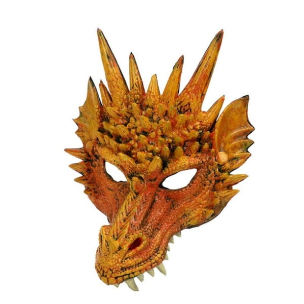 3D-drakmask Cosplay Halloween-festdräkt för vuxna män, läskiga djurhalvmasker 21*30cm (