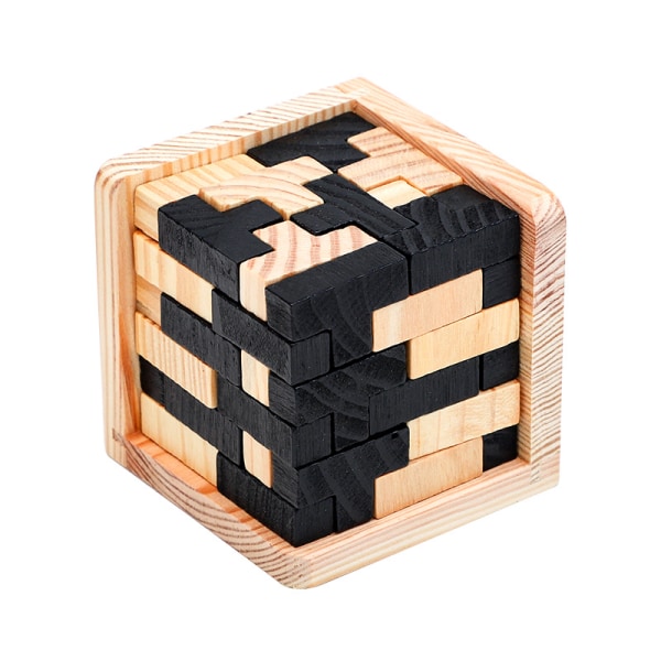 54 bitar T trä 3D byggstenskombinationer Pedagogisk leksak Svart och vitt hjärnpussel för C