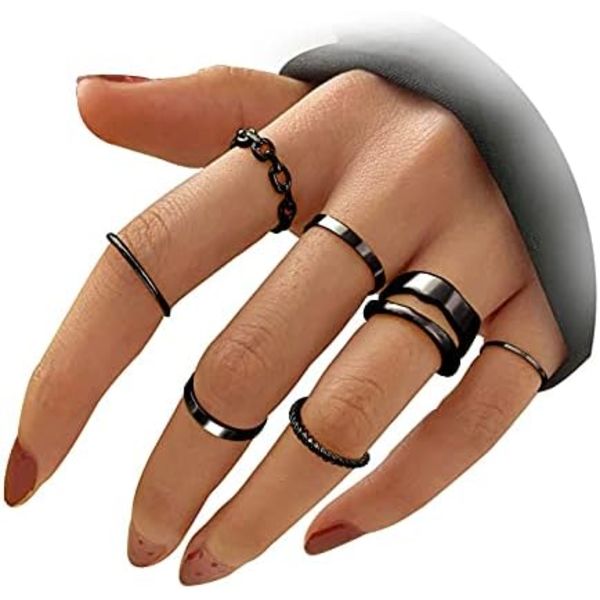 Sats med guldknogringar för kvinnor, ormkedjestackningsring, vintage BOHO midi-ringar, blandade storlekar